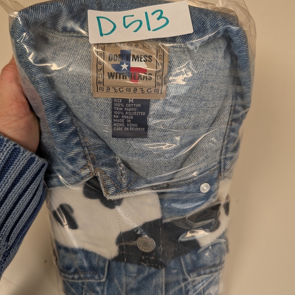 Cow Print Denim Vest Y2K Western M - Picture 8 of 8